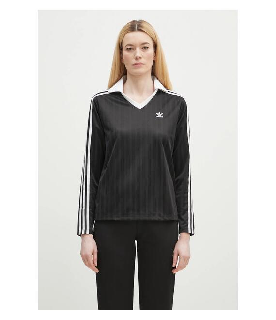 Μακρυμάνικο adidas Originals V-Neck Longsleeve Tee χρώμα: μαύρο, JD2603