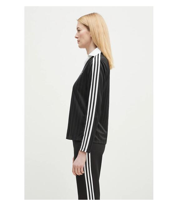 Μακρυμάνικο adidas Originals V-Neck Longsleeve Tee χρώμα: μαύρο, JD2603