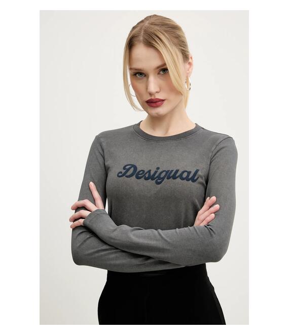 Μακρυμάνικο Desigual WISCONSIN χρώμα: γκρι, 25SWTK85