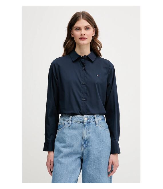 Πουκάμισο Tommy Hilfiger χρώμα: ναυτικό μπλε, WW0WW44084