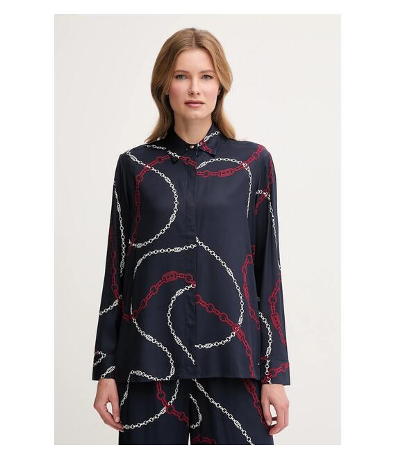 Πουκάμισο Tommy Hilfiger χρώμα: ναυτικό μπλε, WW0WW44045