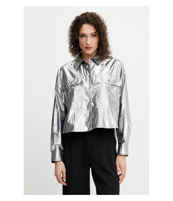 Πουκάμισο Weekend Max Mara χρώμα: ασημί, 2515111061600