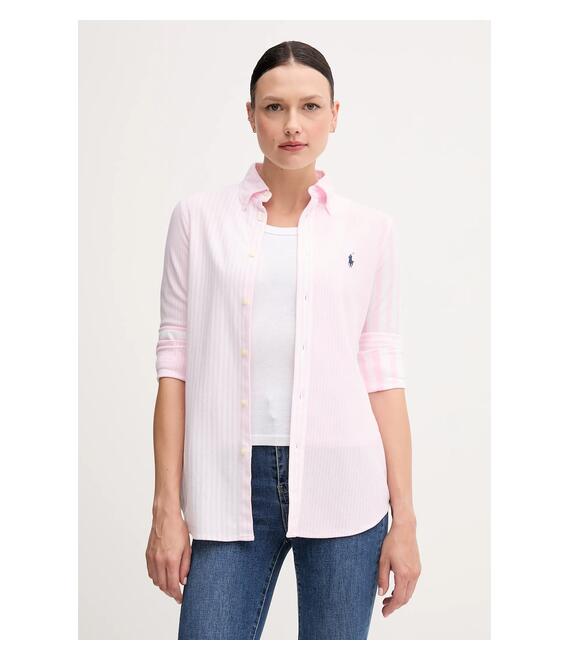 Βαμβακερό πουκάμισο Polo Ralph Lauren χρώμα: ροζ, 211965102