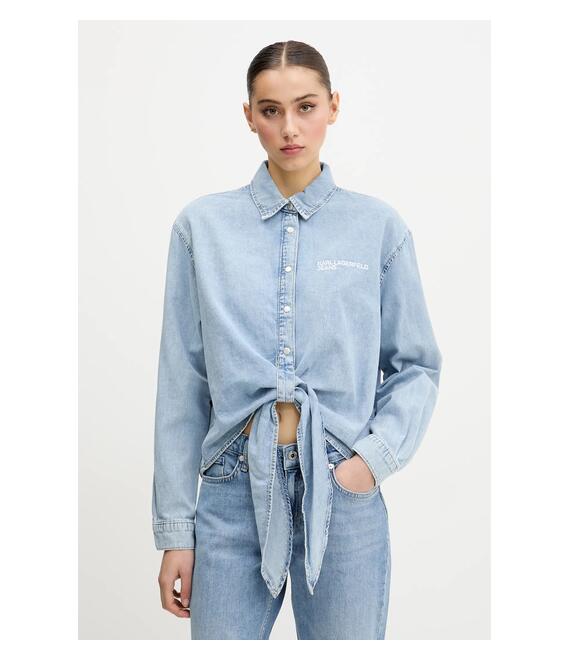 Βαμβακερό πουκάμισο Karl Lagerfeld Jeans χρώμα: μπλε, A2W11021