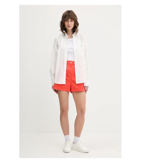 Βαμβακερό πουκάμισο Tommy Jeans χρώμα: άσπρο, DW0DW20290