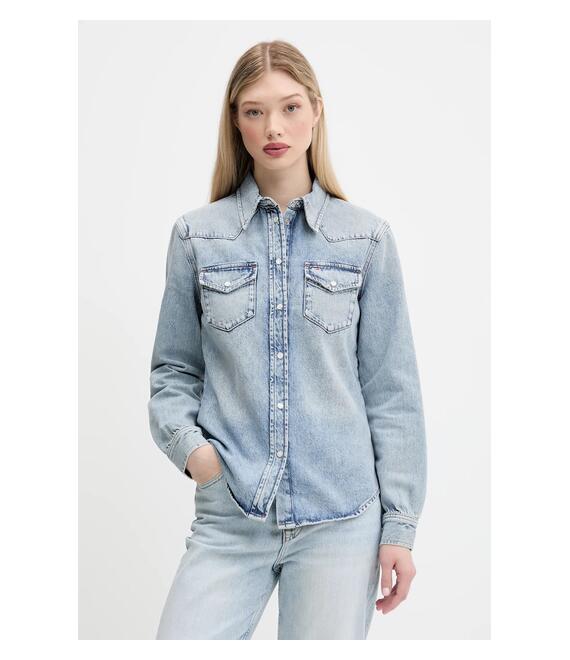 Τζιν πουκάμισο Tommy Jeans χρώμα: μπλε, DW0DW21416