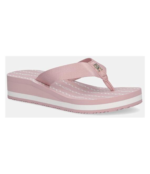 Σαγιονάρες Tommy Hilfiger IM TH CHAINPRINT MIDWEDGE SANDAL χρώμα: ροζ, FW0FW08527