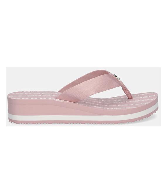 Σαγιονάρες Tommy Hilfiger IM TH CHAINPRINT MIDWEDGE SANDAL χρώμα: ροζ, FW0FW08527