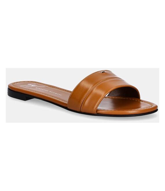 Δερμάτινες παντόφλες Giuseppe Zanotti Baddy γυναικείες, χρώμα: καφέ, E500060.004