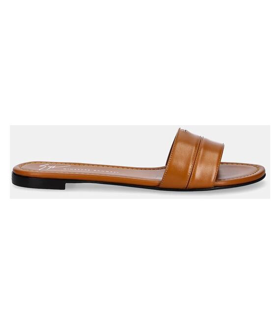 Δερμάτινες παντόφλες Giuseppe Zanotti Baddy γυναικείες, χρώμα: καφέ, E500060.004