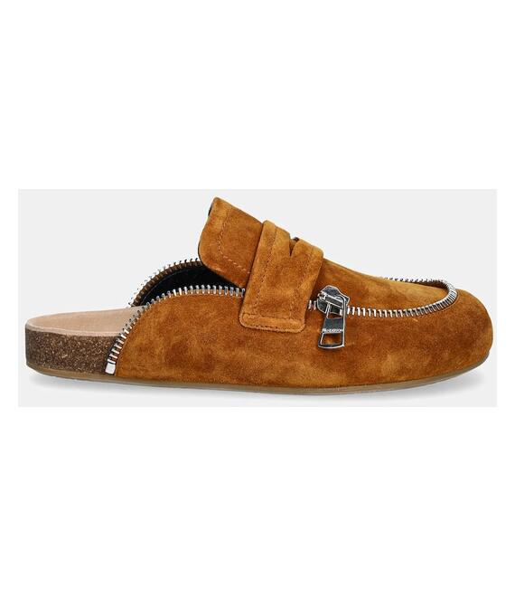 Παντόφλες σουέτ JW Anderson Biker Loafer γυναικείες, χρώμα: καφέ, LF0071 LA0240 640