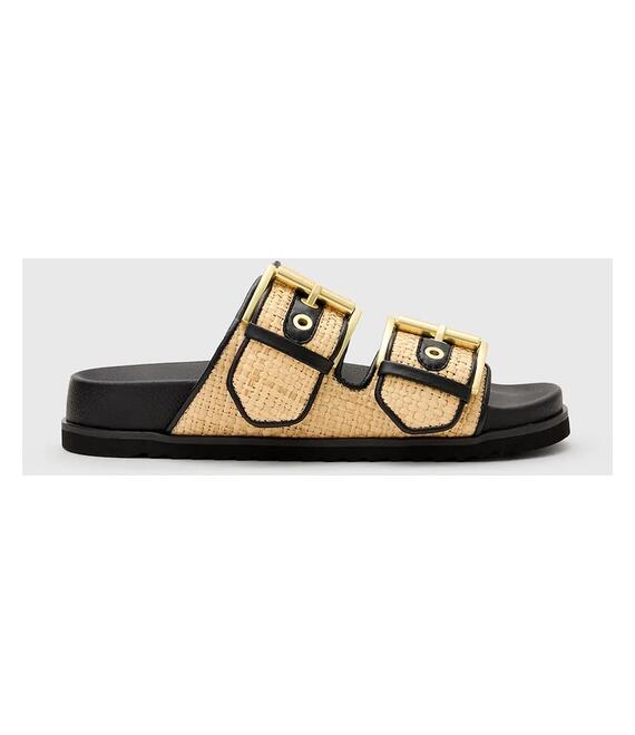 Παντόφλες AllSaints Sian Raffia Sandal χρώμα: μπεζ, W091FC