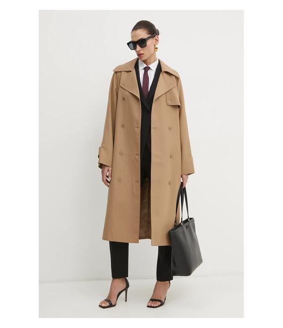 Καμπαρντίνα με μείγμα μαλλιού MICHAEL Michael Kors χρώμα: μπεζ, MR520EXBQZ