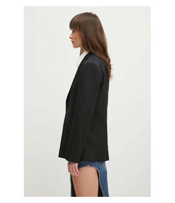 Μπλέιζερ με μίγμα μαλλιού MM6 Maison Margiela χρώμα: μαύρο, S52BN0141