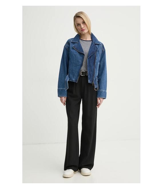 Τζιν μπουφάν Levi's BIKER JACKET H125 χρώμα: ναυτικό μπλε, 001T8