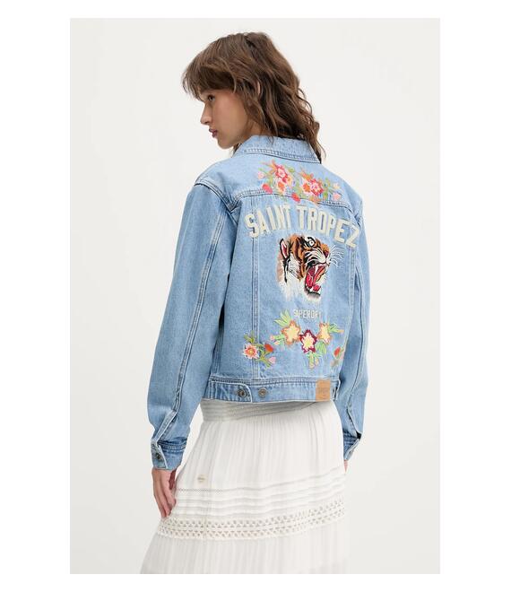 Τζιν μπουφάν Superdry χρώμα: μπλε, W5011855A-D9H