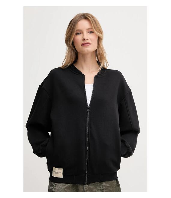 Μπλούζα Alpha Industries Studio Edition Fleece Bomber wmn χρώμα: μαύρο, 156030