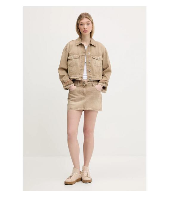 Τζιν μπουφάν Tommy Jeans χρώμα: μπεζ, DW0DW20118