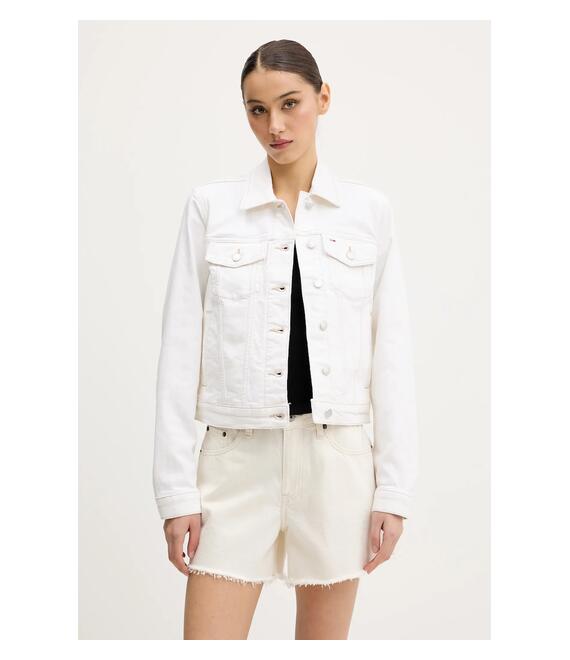 Τζιν μπουφάν Tommy Jeans χρώμα: μπεζ, DW0DW20121