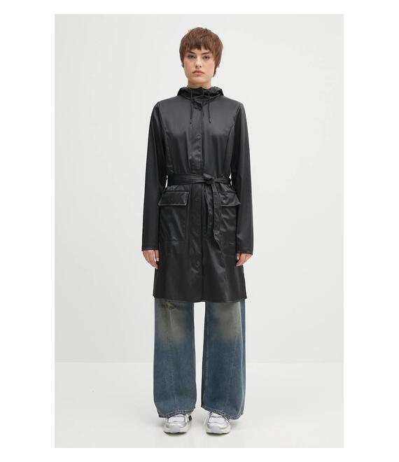 Μπουφάν Rains Curve Long Jacket W3 χρώμα: μαύρο, 18130.84