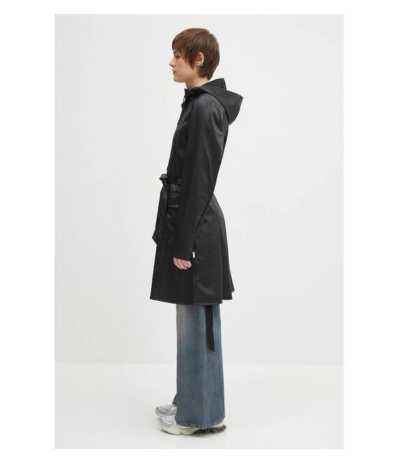 Μπουφάν Rains Curve Long Jacket W3 χρώμα: μαύρο, 18130.84