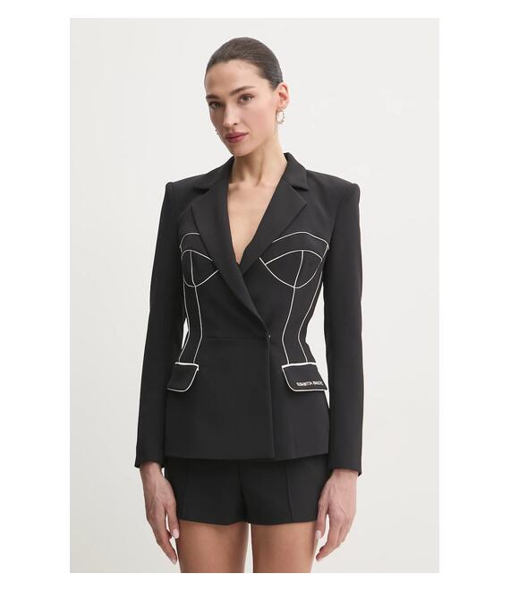 Σακάκι Elisabetta Franchi χρώμα: μαύρο, GI12951E2