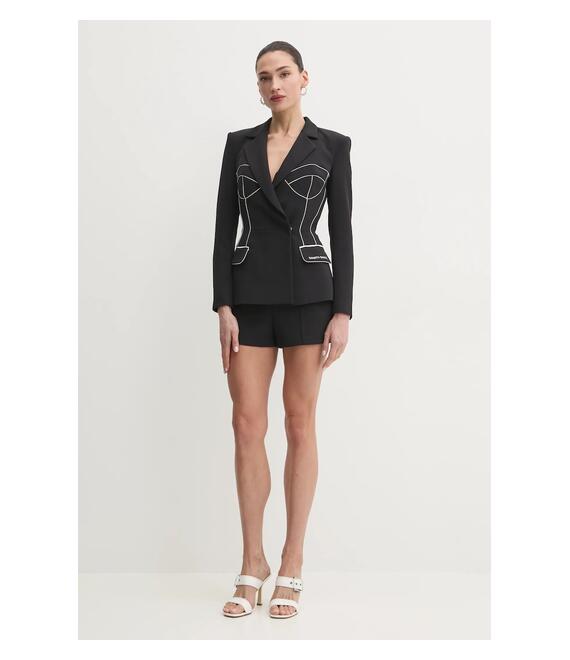 Σακάκι Elisabetta Franchi χρώμα: μαύρο, GI12951E2
