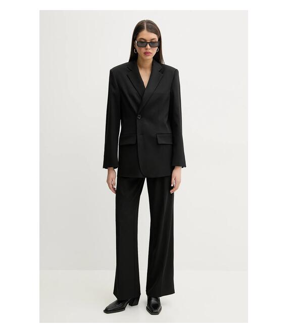 Μπλέιζερ με μίγμα μαλλιού MM6 Maison Margiela χρώμα: μαύρο, S52BN0136.M35153