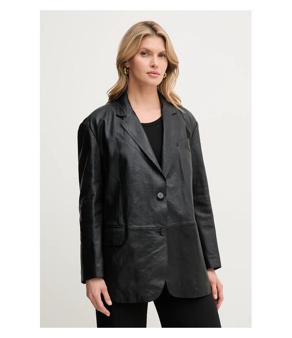 Δερμάτινο μπουφάν Weekend Max Mara χρώμα: μαύρο, 2515441031600