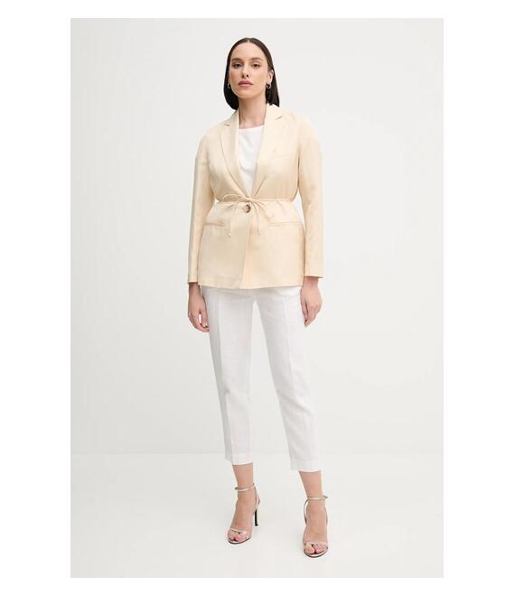Blazer με μείγμα λινών Sisley χρώμα: μπεζ, 2G1WLW031