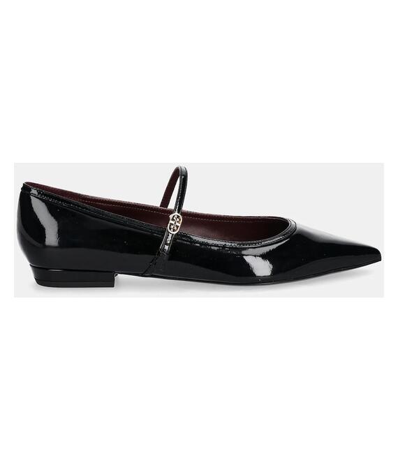 Δερμάτινες μπαλαρίνες Tory Burch Double T Buckle Mary Jane χρώμα: μαύρο, 162764-006