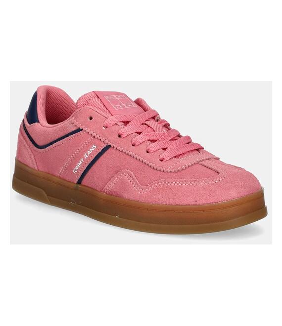 Σουέτ αθλητικά παπούτσια Tommy Jeans THE GREENWICH SUEDE χρώμα: ροζ, EN0EN02696