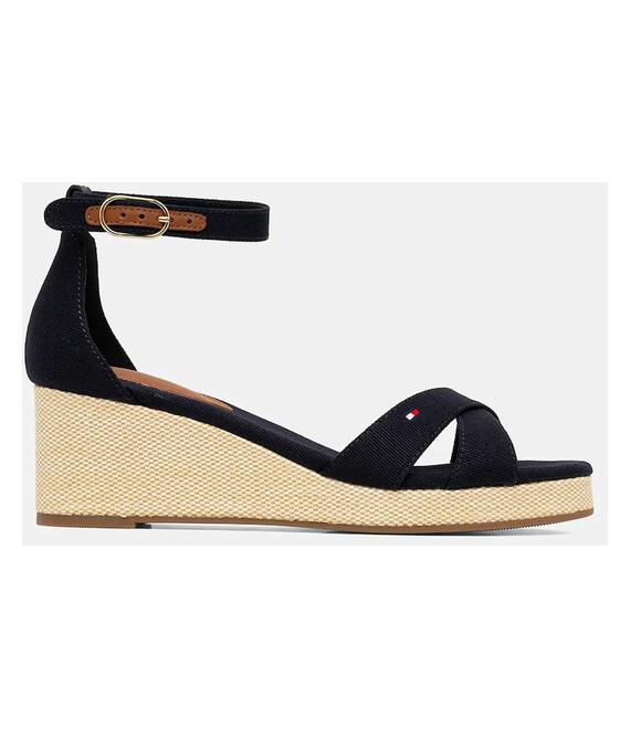 Σανδάλια Tommy Hilfiger FLAG CRISS-CROS MID WEDGE ESPAD χρώμα: ναυτικό μπλε, FW0FW08481