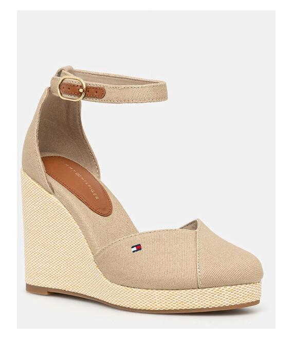 Εσπαντρίγιες Tommy Hilfiger FLAG HIGH WEDGE ESPAD CLOSED TOE χρώμα: μπεζ, FW0FW08494