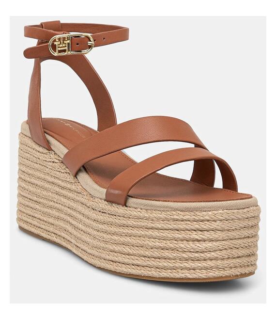 Δερμάτινα σανδάλια Tommy Hilfiger ANKLE STRAP LEATHER PLATFORM χρώμα: καφέ, FW0FW08497