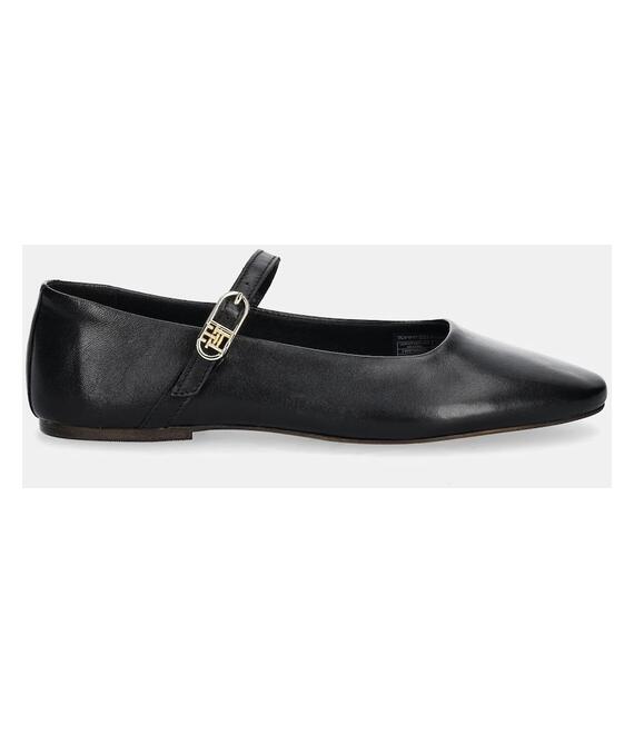 Δερμάτινες μπαλαρίνες Tommy Hilfiger LEATHER MARYJANE BALLERINA χρώμα: μαύρο, FW0FW08651