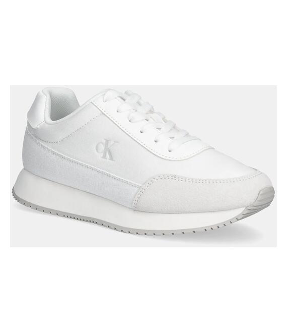 Αθλητικά Calvin Klein Jeans RETRO RUNNER LOW LACEUP CANVAS χρώμα: άσπρο, YW0YW01888