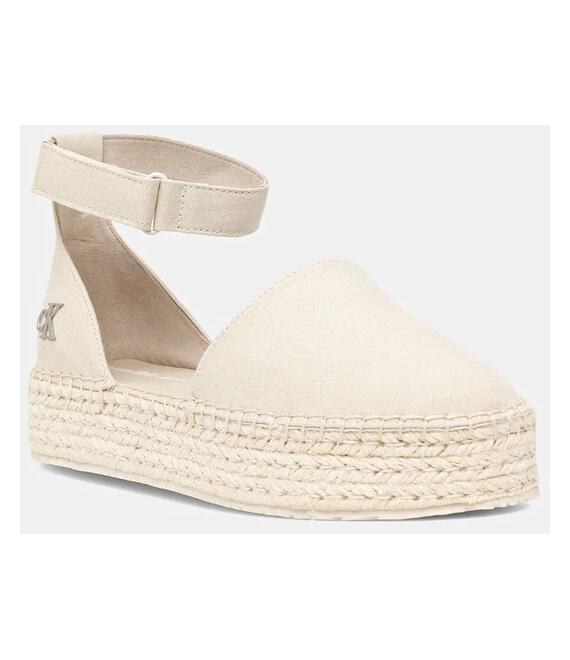 Εσπαντρίγιες Calvin Klein Jeans FLATFORM ESPADRILLE SLING MG χρώμα: μπεζ, YW0YW01735