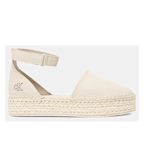 Εσπαντρίγιες Calvin Klein Jeans FLATFORM ESPADRILLE SLING MG χρώμα: μπεζ, YW0YW01735