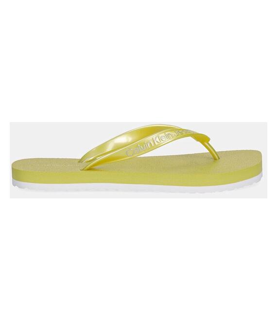 Σαγιονάρες Calvin Klein Jeans THONG+ TPU METALLIC χρώμα: πράσινο, YW0YW01720