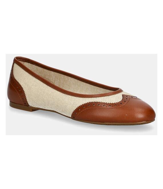 Μπαλαρίνες Lauren Ralph Lauren Jayna Wingtp χρώμα: καφέ, 802961799001