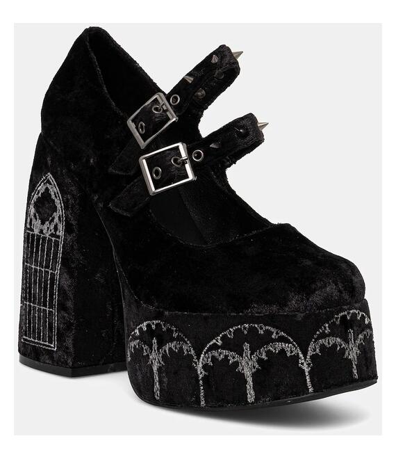 Γοβάκια Koi Footwear DPK-33 χρώμα: μαύρο, Lady Menace Grunge Crushed Velvet