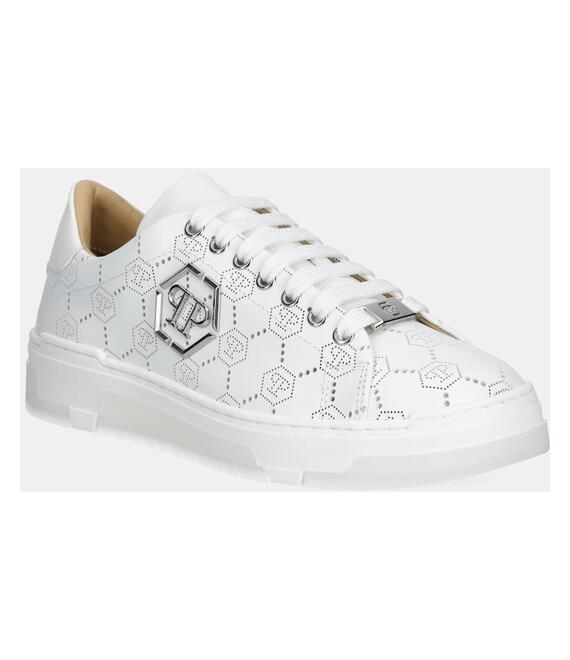 Δερμάτινα αθλητικά παπούτσια Philipp Plein Lo-Top Monogram χρώμα: άσπρο, USC0770 PLE010N 01