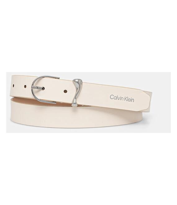 Δερμάτινη ζώνη Calvin Klein χρώμα: μπεζ, K60K613234
