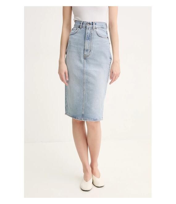 Τζιν φούστα Fiorucci Faded Heart Pocket Denim Midi Skirt χρώμα: μπλε, W02SPDSK295DN01DN01