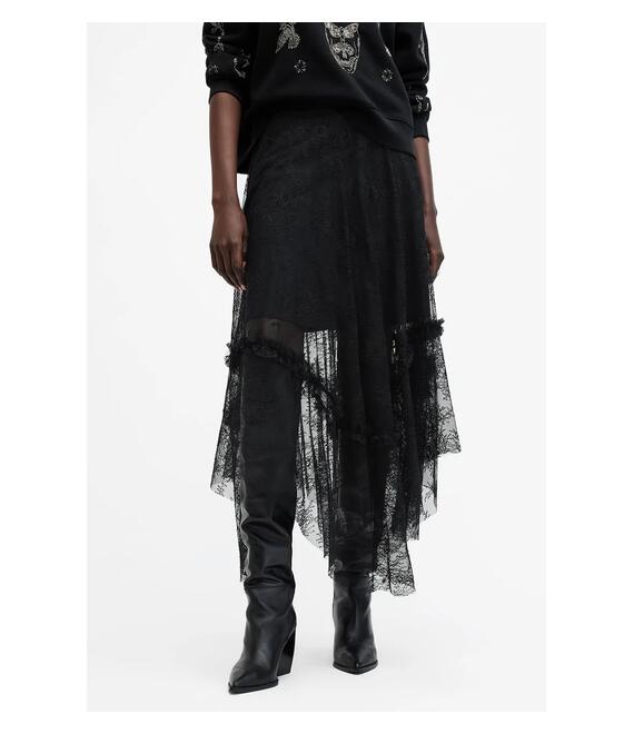 Φούστα AllSaints JOSIE χρώμα: μαύρο, W044RB