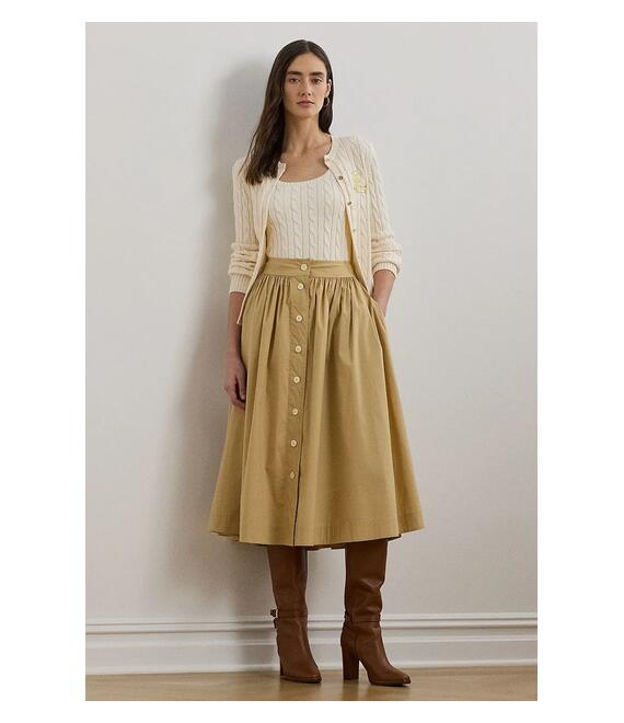 Φούστα Lauren Ralph Lauren χρώμα: μπεζ, 200963756
