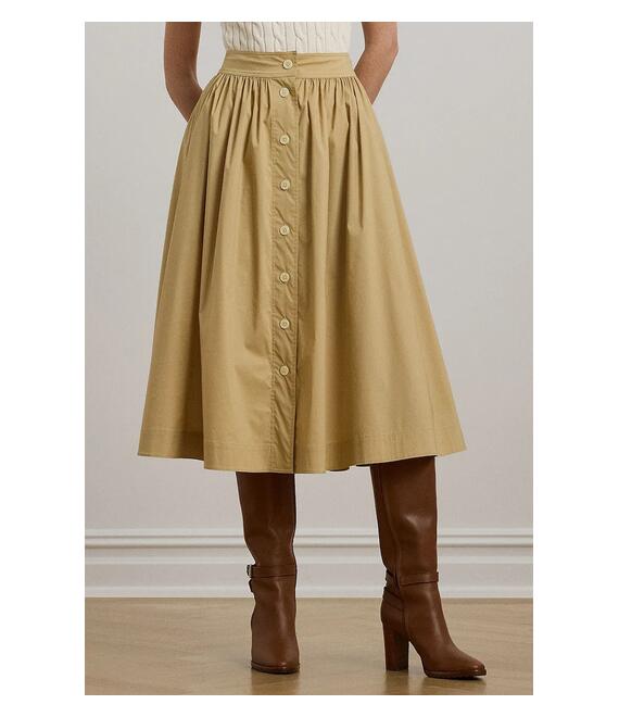 Φούστα Lauren Ralph Lauren χρώμα: μπεζ, 200963756