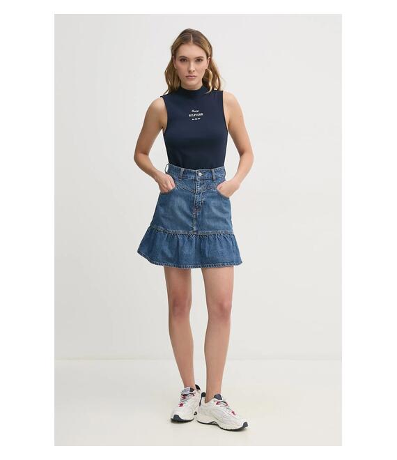 Τζιν φούστα Pepe Jeans MINI SKIRT HW RUFFLE χρώμα: μπλε, PL901209