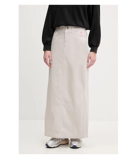 Βαμβακερή φούστα adidas Originals AOP MAXI SKIRT χρώμα: μπεζ, JC8854